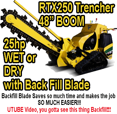 Trencher with Tracks 26hp that will trench in wet or dry ground.  